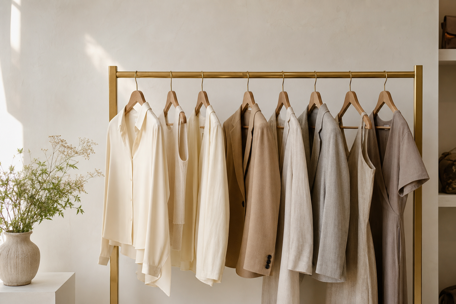Clothing displayed on rack