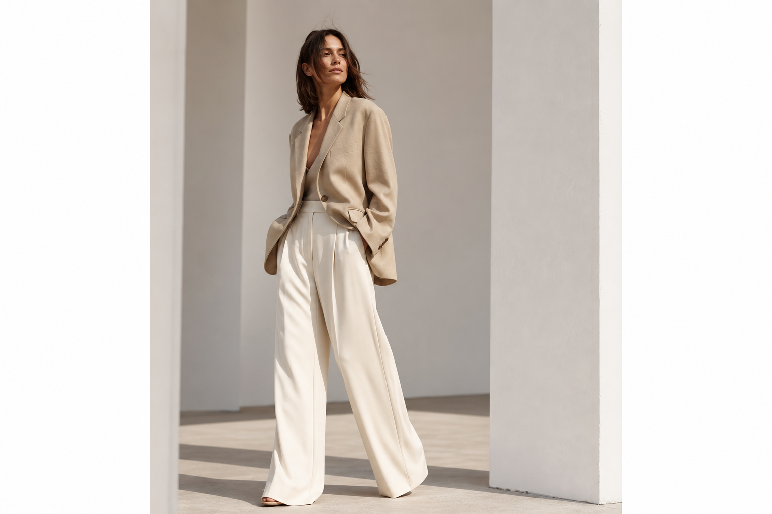 Fashion model wearing curated clothing